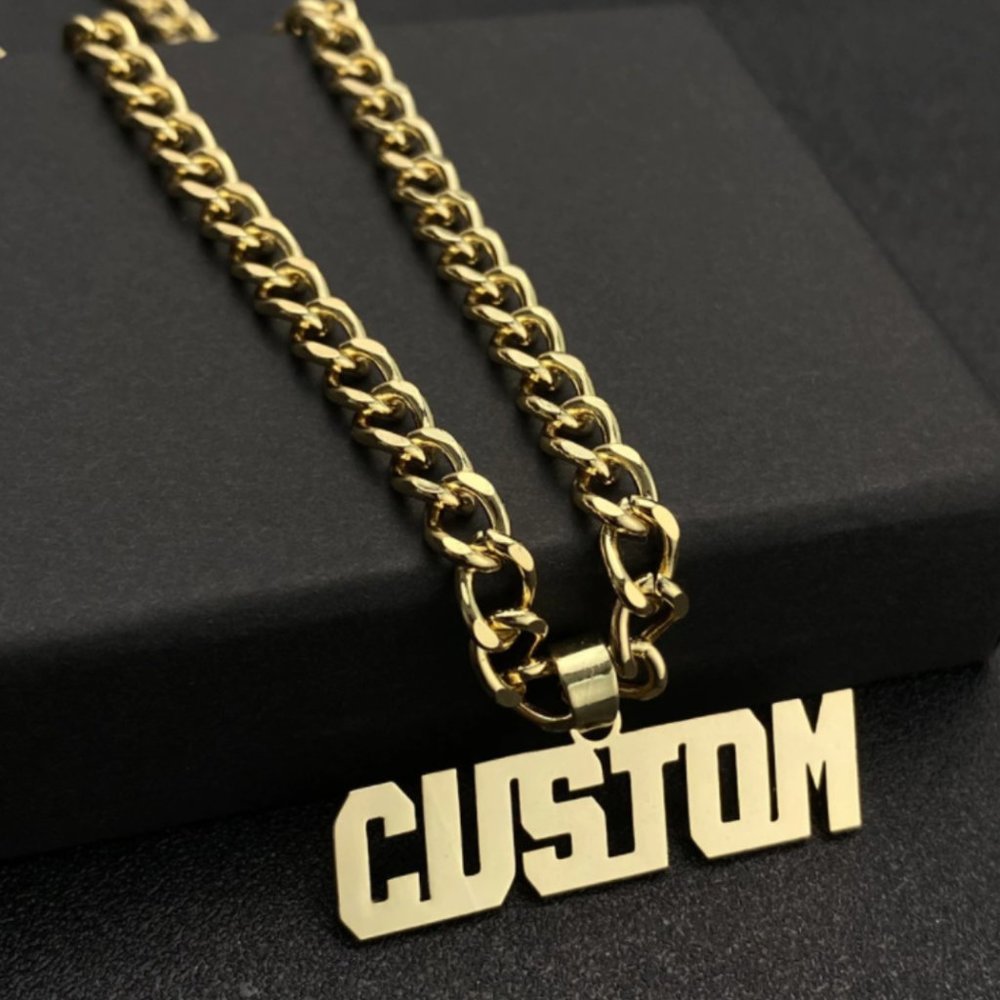 Custom Name Necklace Thick Cuban Chain 5mm Large Personalized Jewelry Customized